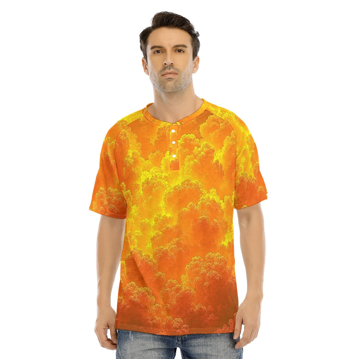 Men's Raglan Sleeve T-shirt With Button Closure