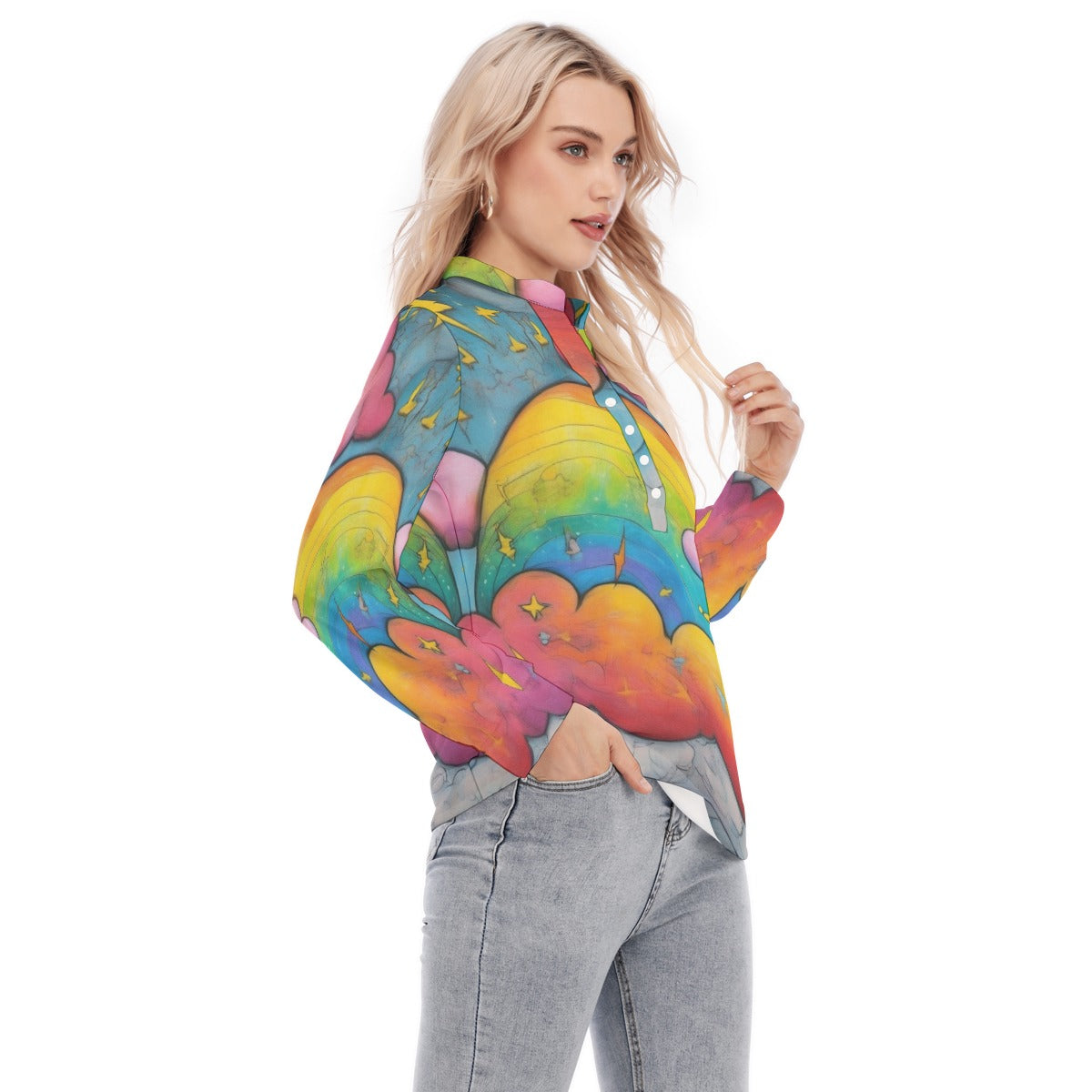Women's Long Sleeve Blouse With Button Closure