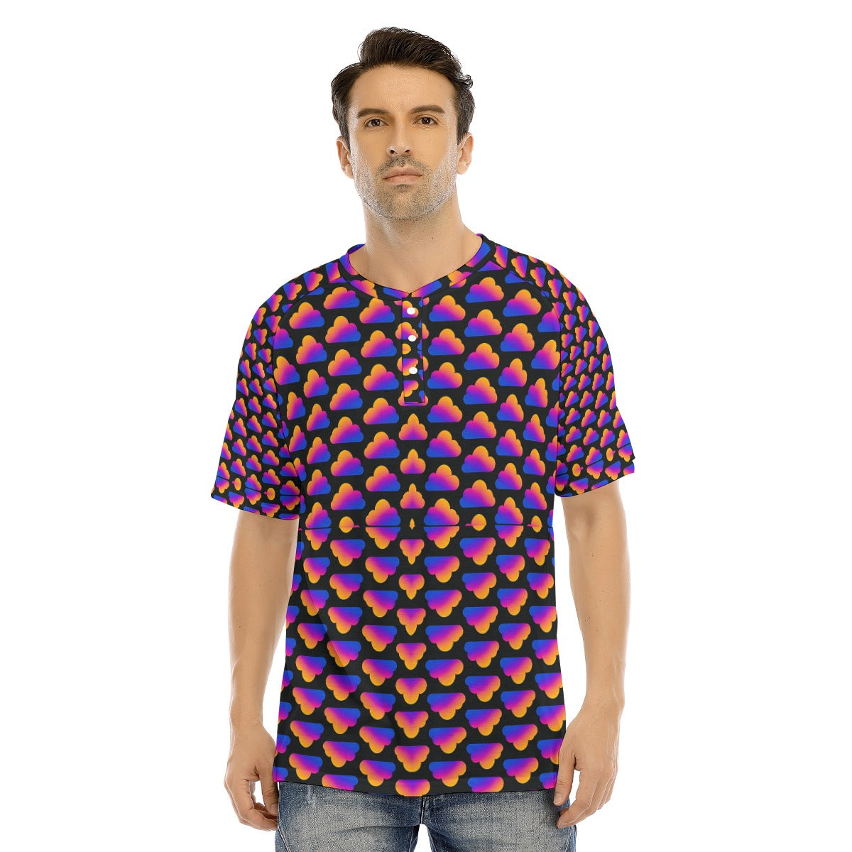 Men's Raglan Sleeve T-shirt With Button Closure