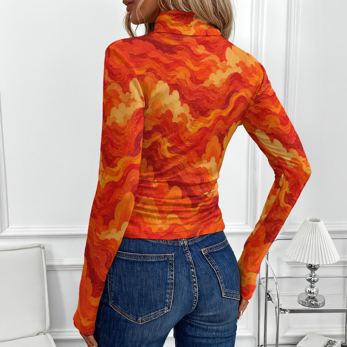 Women's Women's High-Neck Top With Long Sleeve
