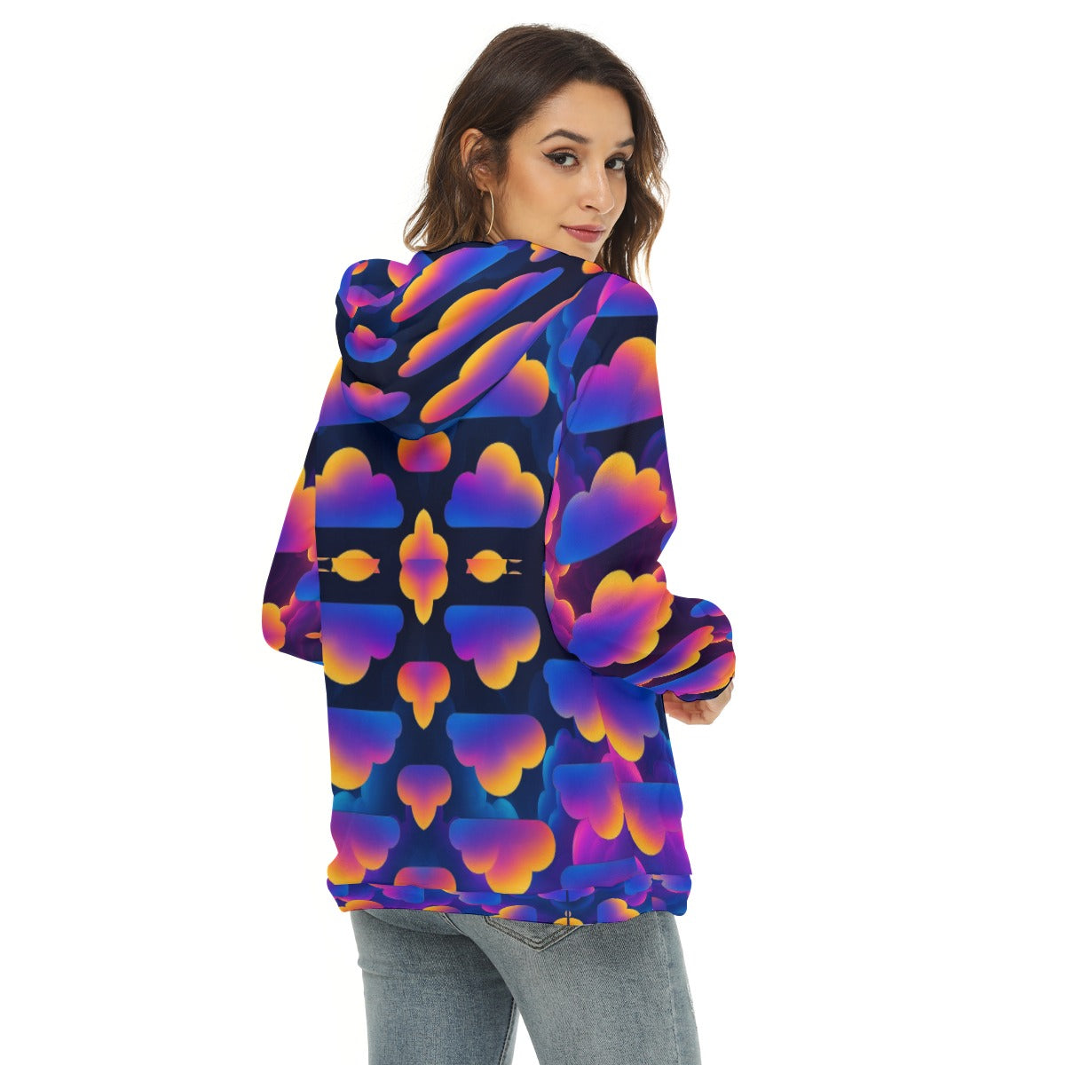 Women's Borg Fleece Hoodie With Half Zip