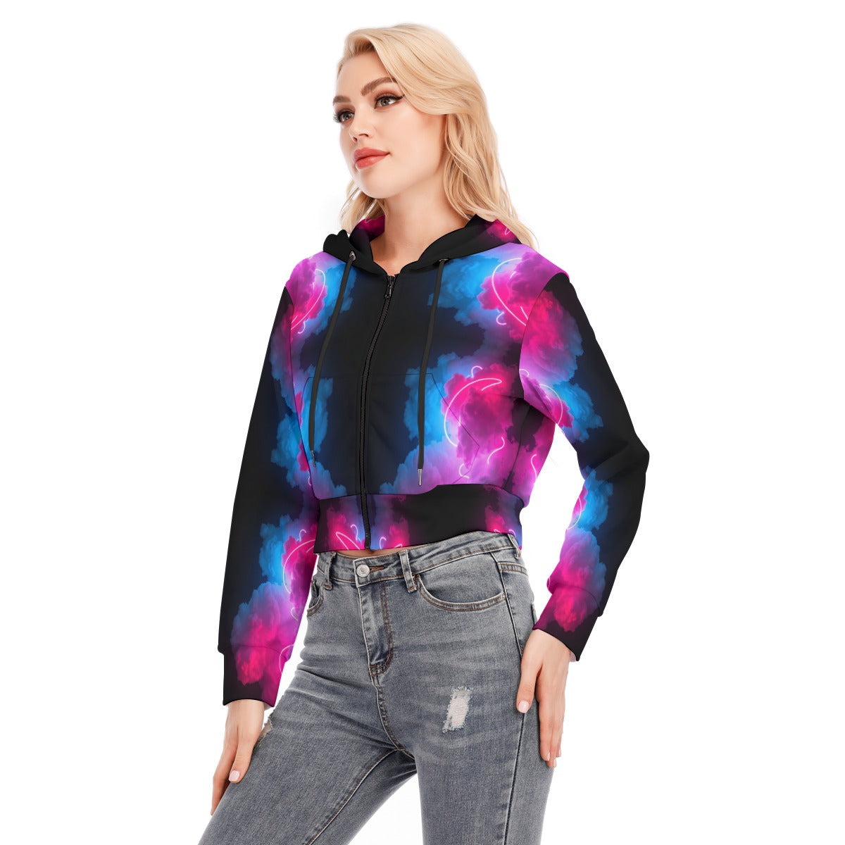 Women's Crop Top Hoodie With Zipper Closure