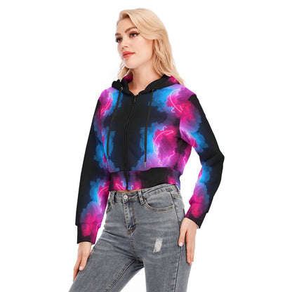 Women's Crop Top Hoodie With Zipper Closure