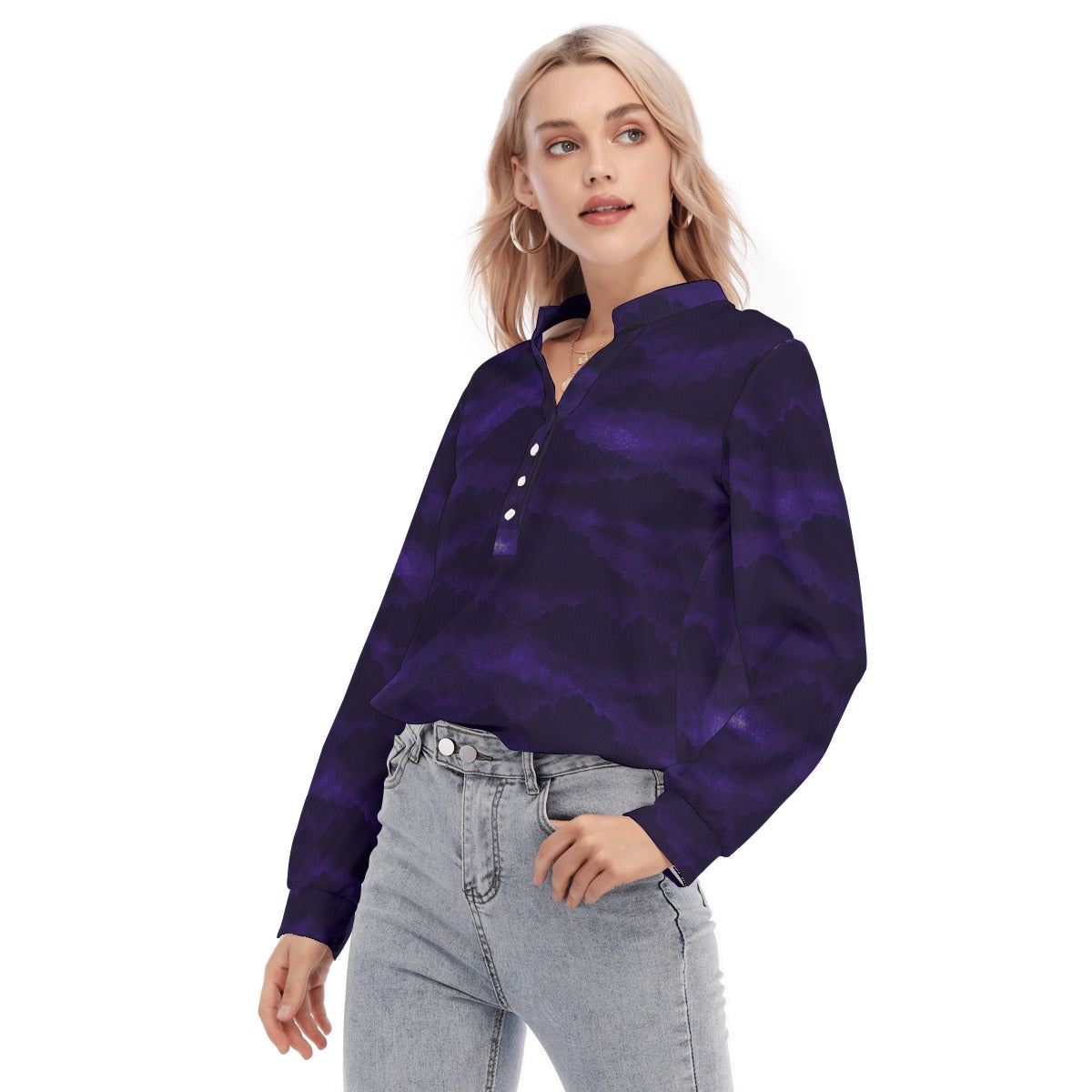 Women's Long Sleeve Blouse With Button Closure