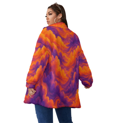 Unisex Borg Fleece Stand-up Collar Coat With Zipper Closure(Plus Size)