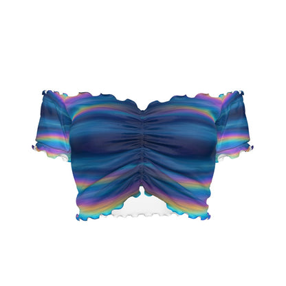 Women's One-shoulder Off-the-navel Short Sleeve T-shirt