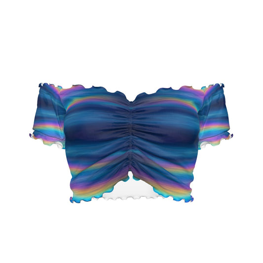 Women's One-shoulder Off-the-navel Short Sleeve T-shirt