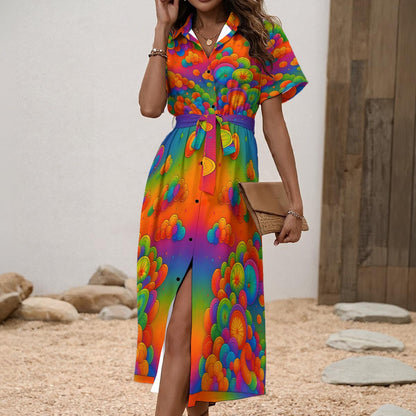 Women's Shirt Dress with Waist Tie