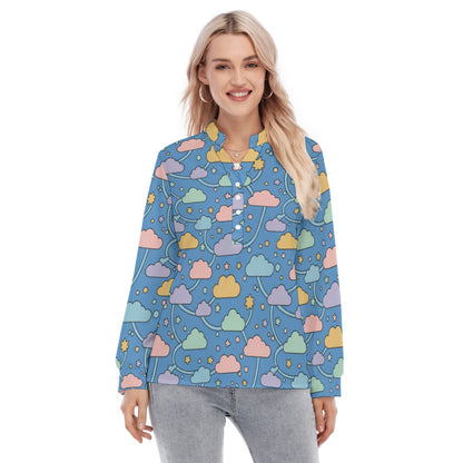 Women's Long Sleeve Blouse With Button Closure