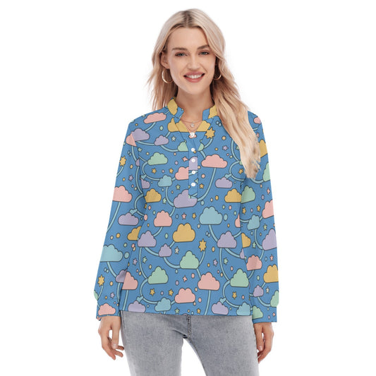 Women's Long Sleeve Blouse With Button Closure