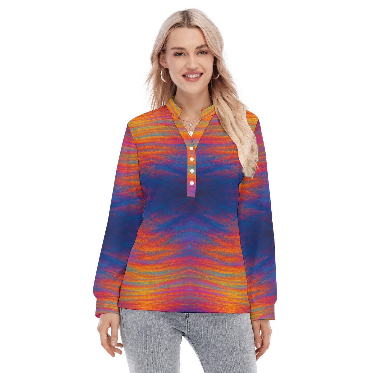 Women's Long Sleeve Blouse With Button Closure