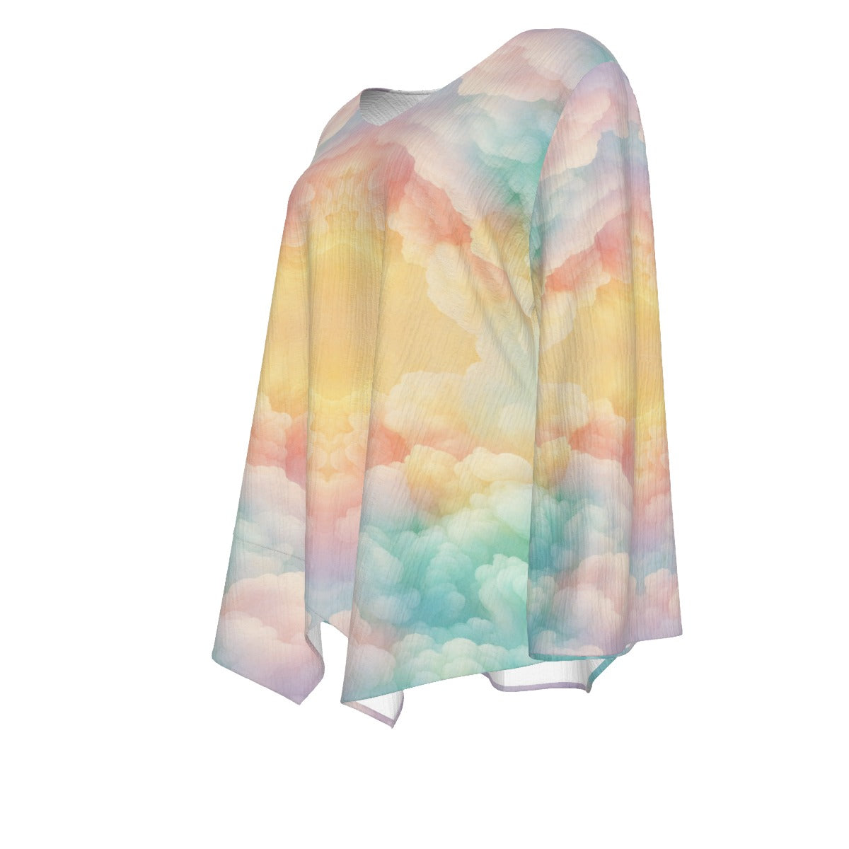 Women's V-neck T-shirt With Irregular Hem