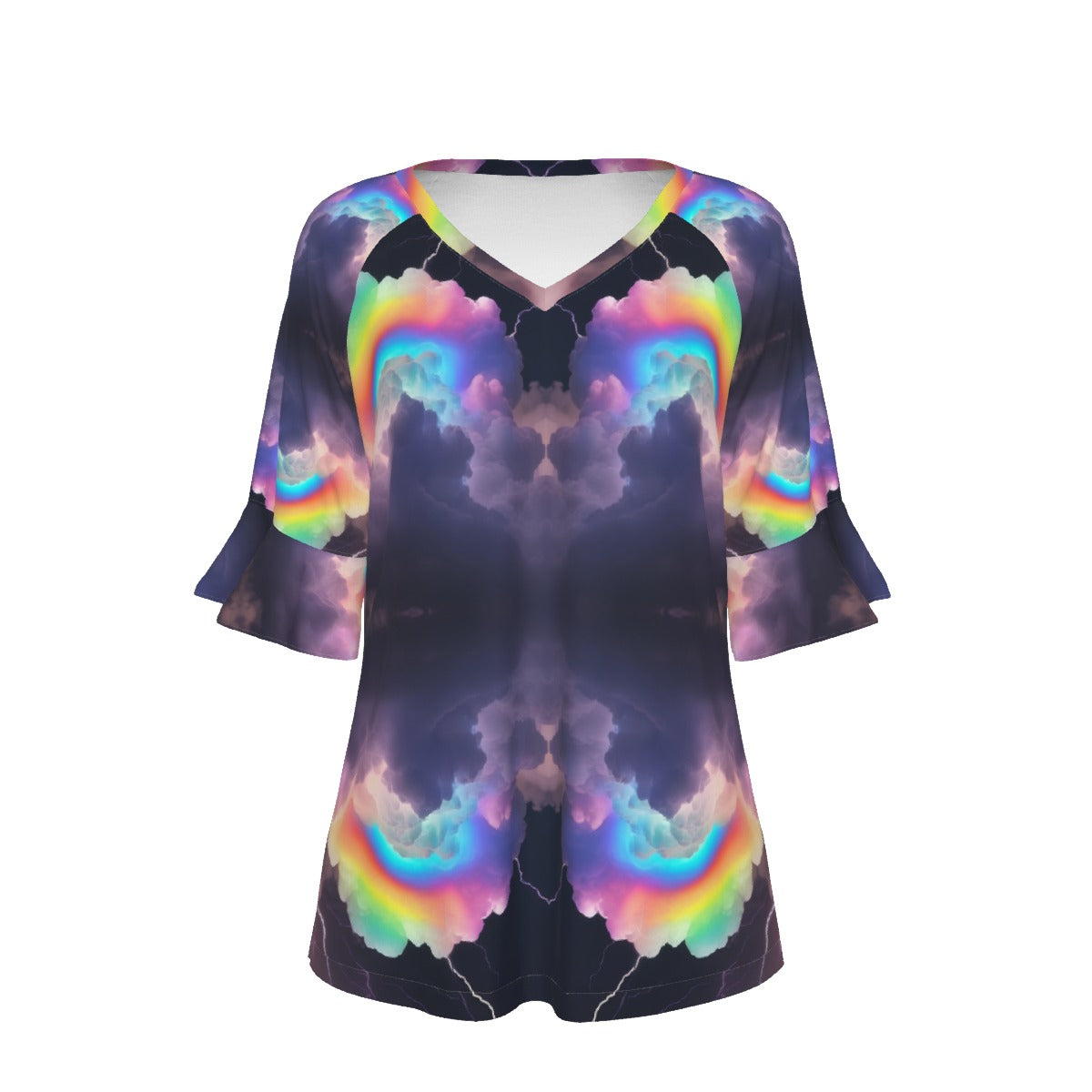 V-neck Women's T-shirt With Bell Sleeve