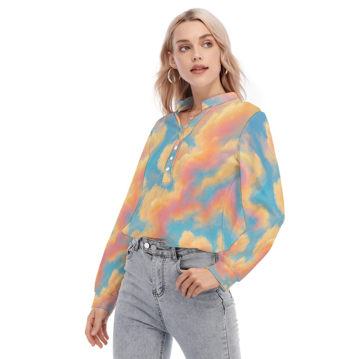 Women's Long Sleeve Blouse With Button Closure