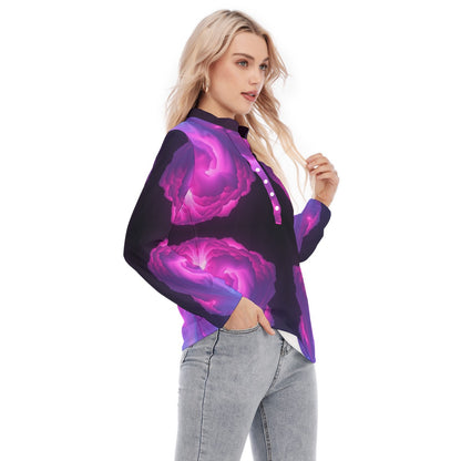 Women's Long Sleeve Blouse With Button Closure