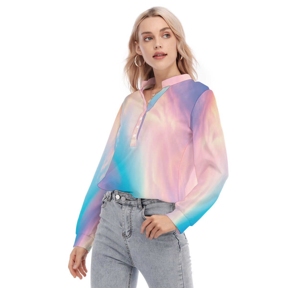 Women's Long Sleeve Blouse With Button Closure