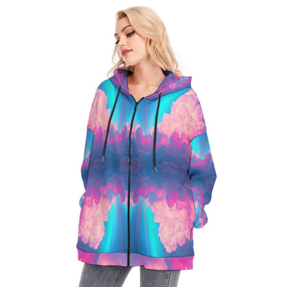 Women's Long Hoodie With Zipper Closure