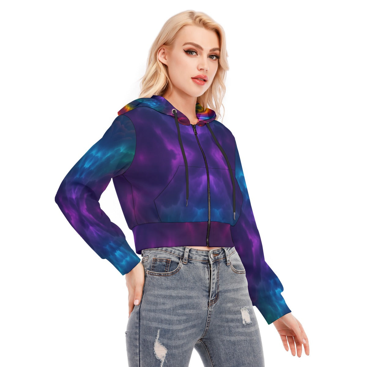 Women's Crop Top Hoodie With Zipper Closure
