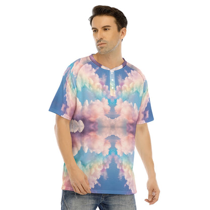 Men's Raglan Sleeve T-shirt With Button Closure