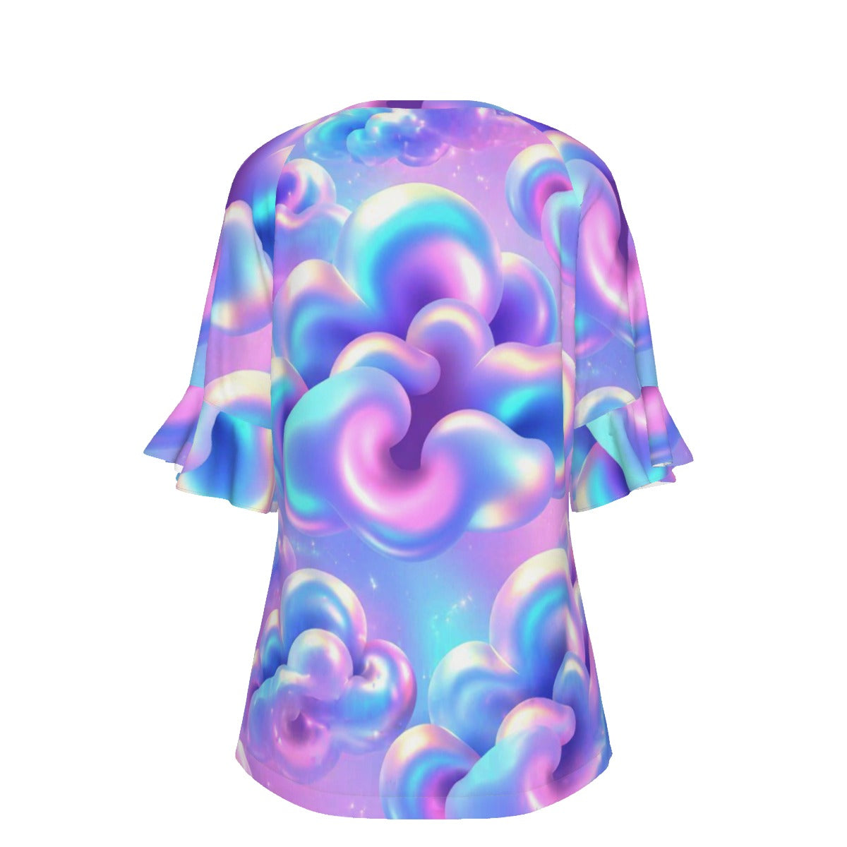 V-neck Women's T-shirt With Bell Sleeve
