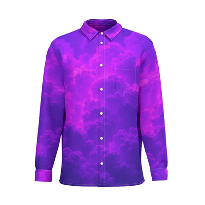 Men's Business Lapel Long Sleeve Shirt With Pocket|110GSM Imitation Flax