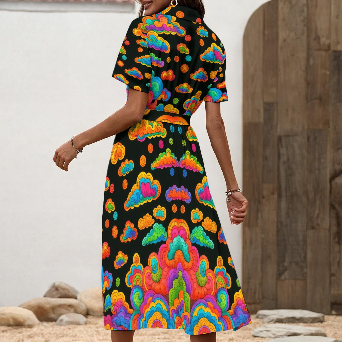 Women's Shirt Dress with Waist Tie