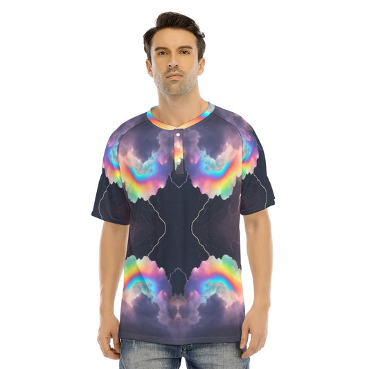 Men's Raglan Sleeve T-shirt With Button Closure
