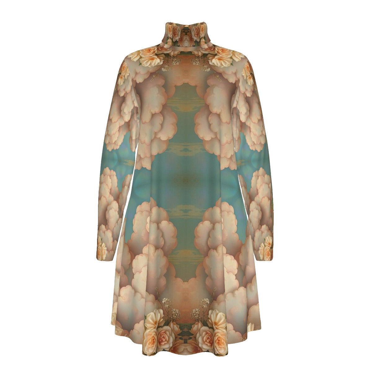 Women's High Neck Dress With Long Sleeve