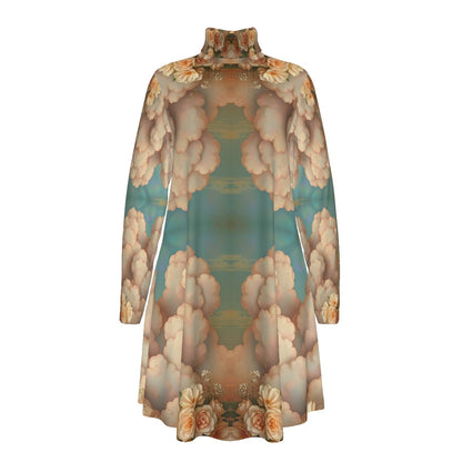 Women's High Neck Dress With Long Sleeve
