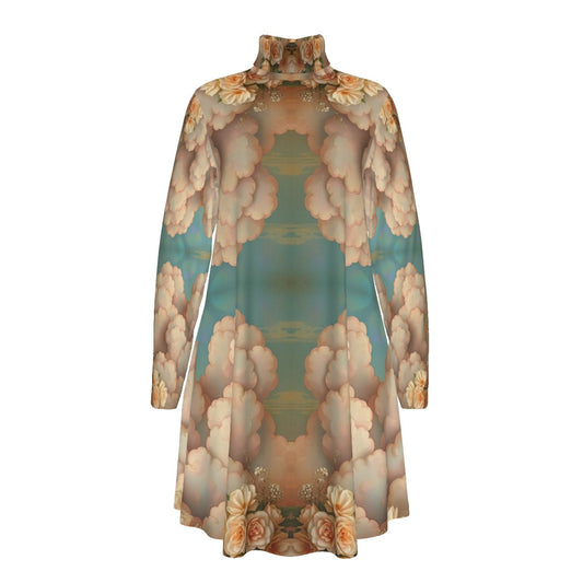 Women's High Neck Dress With Long Sleeve