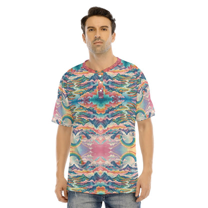 Men's Raglan Sleeve T-shirt With Button Closure