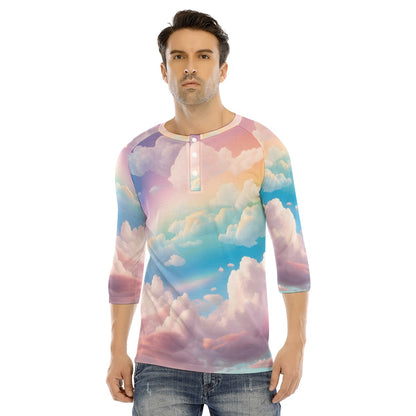 Men's Bracelet Sleeve T-shirt With Button Closure - view 1