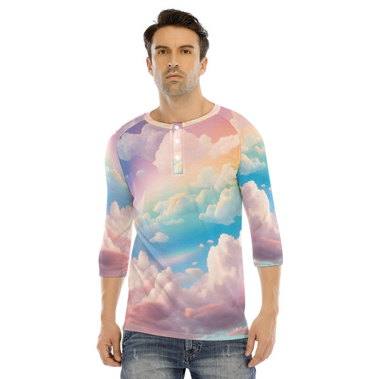 Men's Bracelet Sleeve T-shirt With Button Closure - view 1
