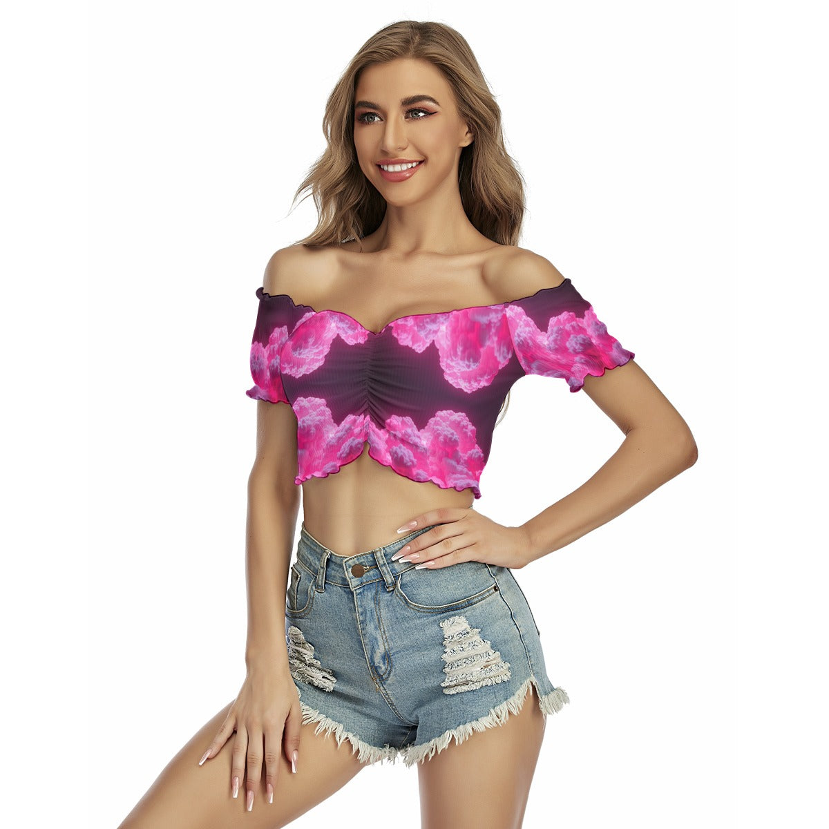 Women's One-shoulder Off-the-navel Short Sleeve T-shirt