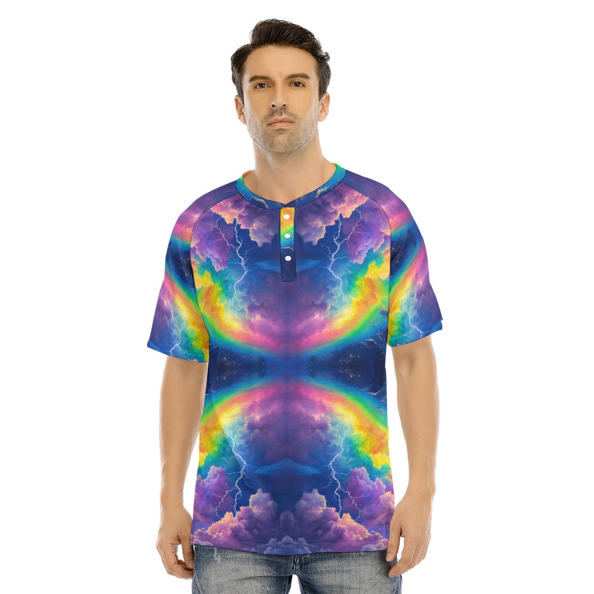 Men's Raglan Sleeve T-shirt With Button Closure