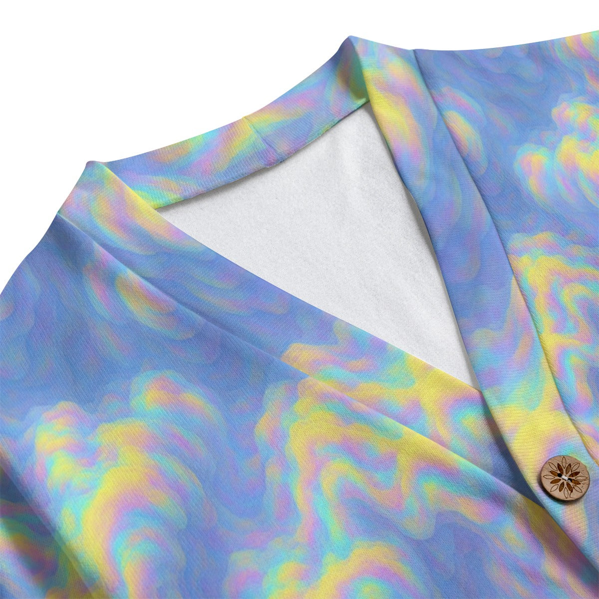 Unisex V-neck Knitted Fleece Cardigan With Button Closure