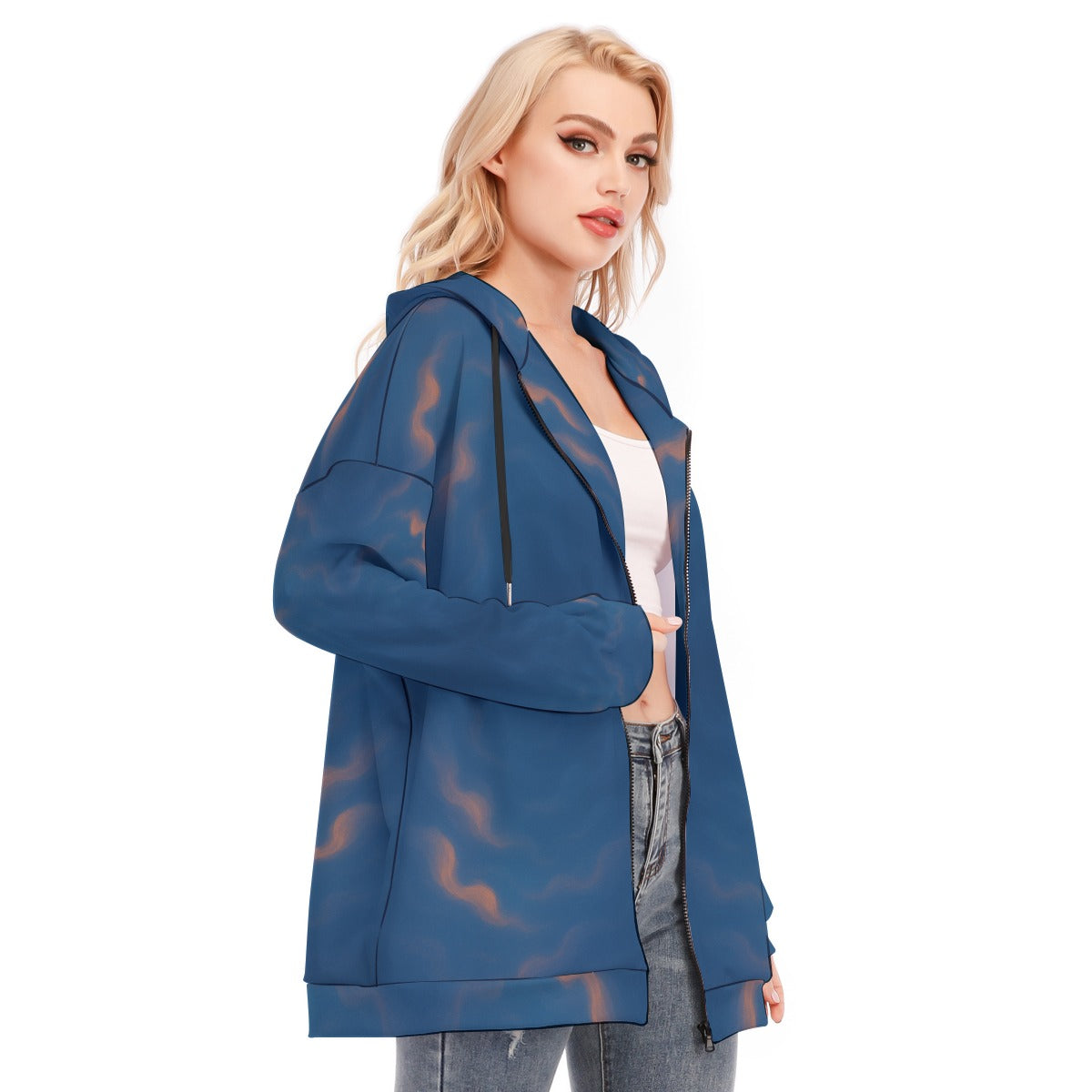 Women's Long Hoodie With Zipper Closure