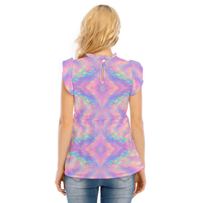 Women's Blouse With Lotus Leaf Lace