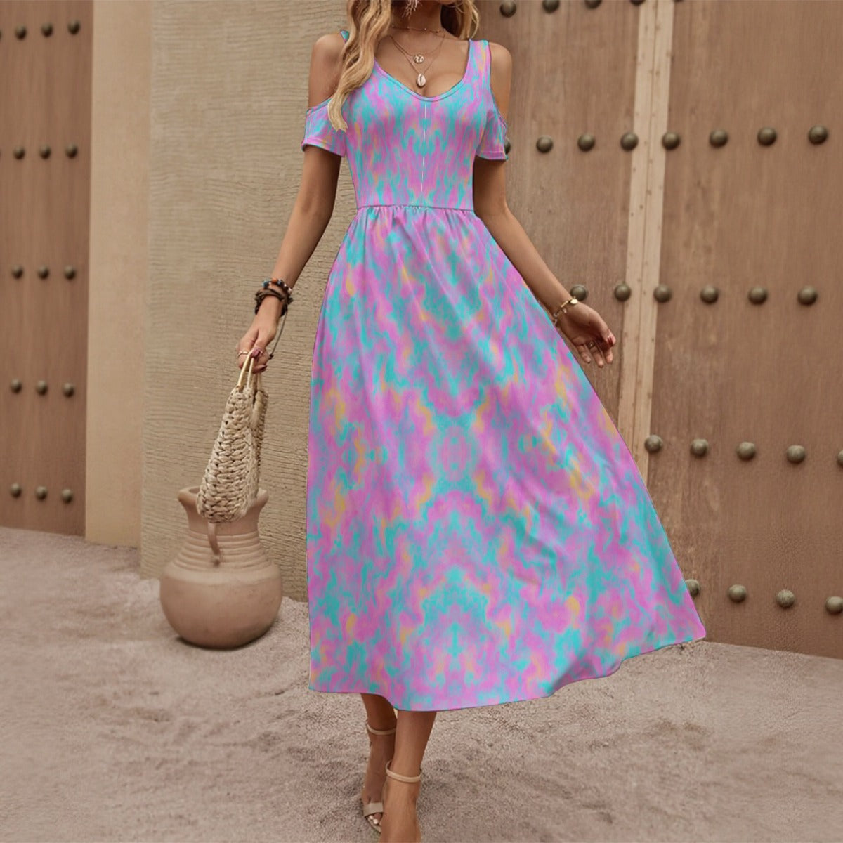 Women's V-neck Off-shoulder Dress