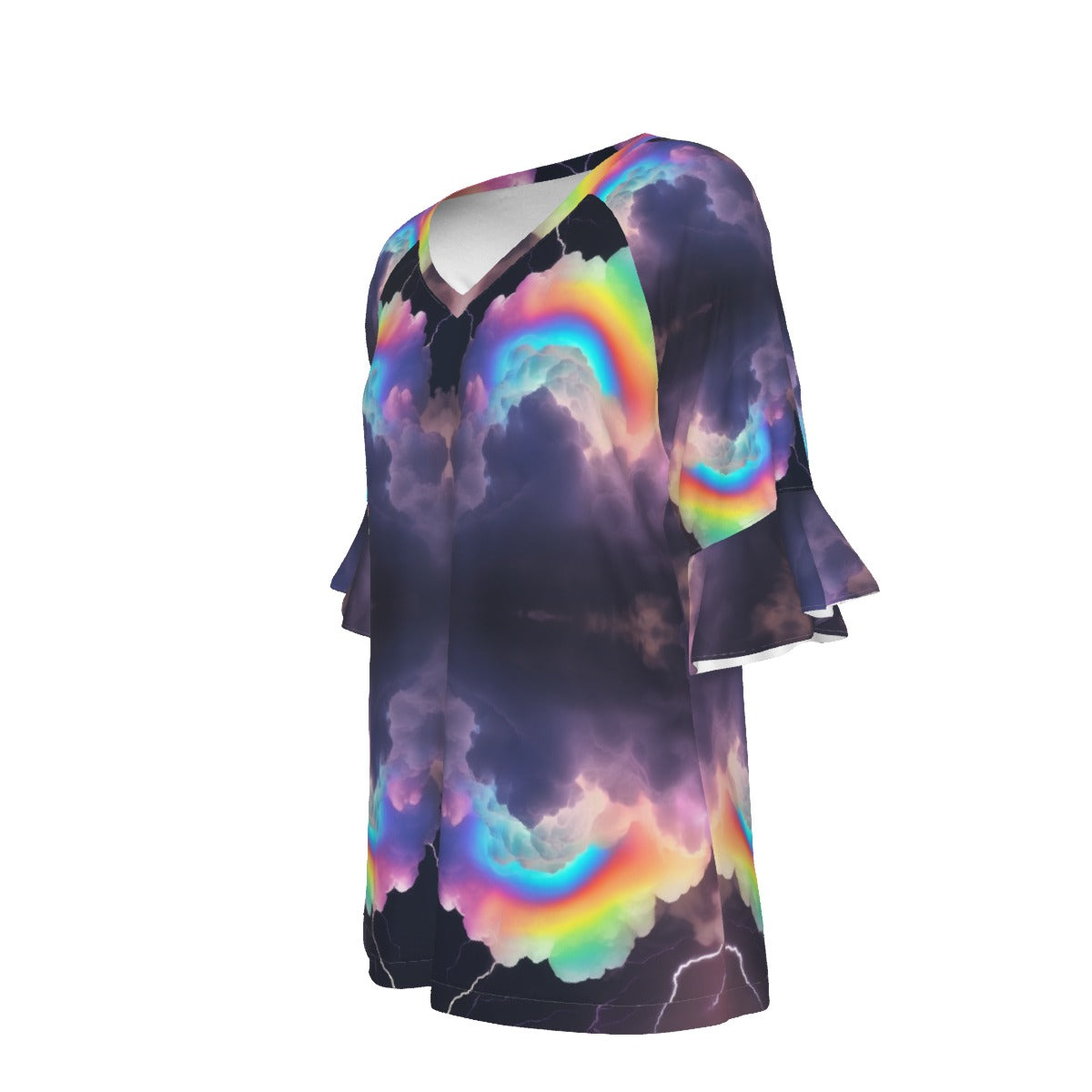 V-neck Women's T-shirt With Bell Sleeve