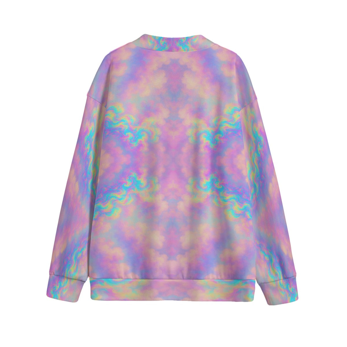 Unisex V-neck Knitted Fleece Cardigan With Button Closure