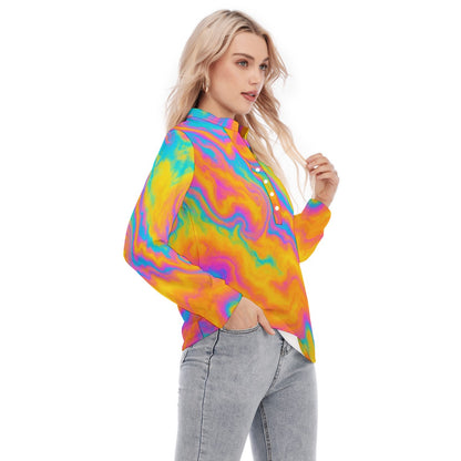 Women's Long Sleeve Blouse With Button Closure