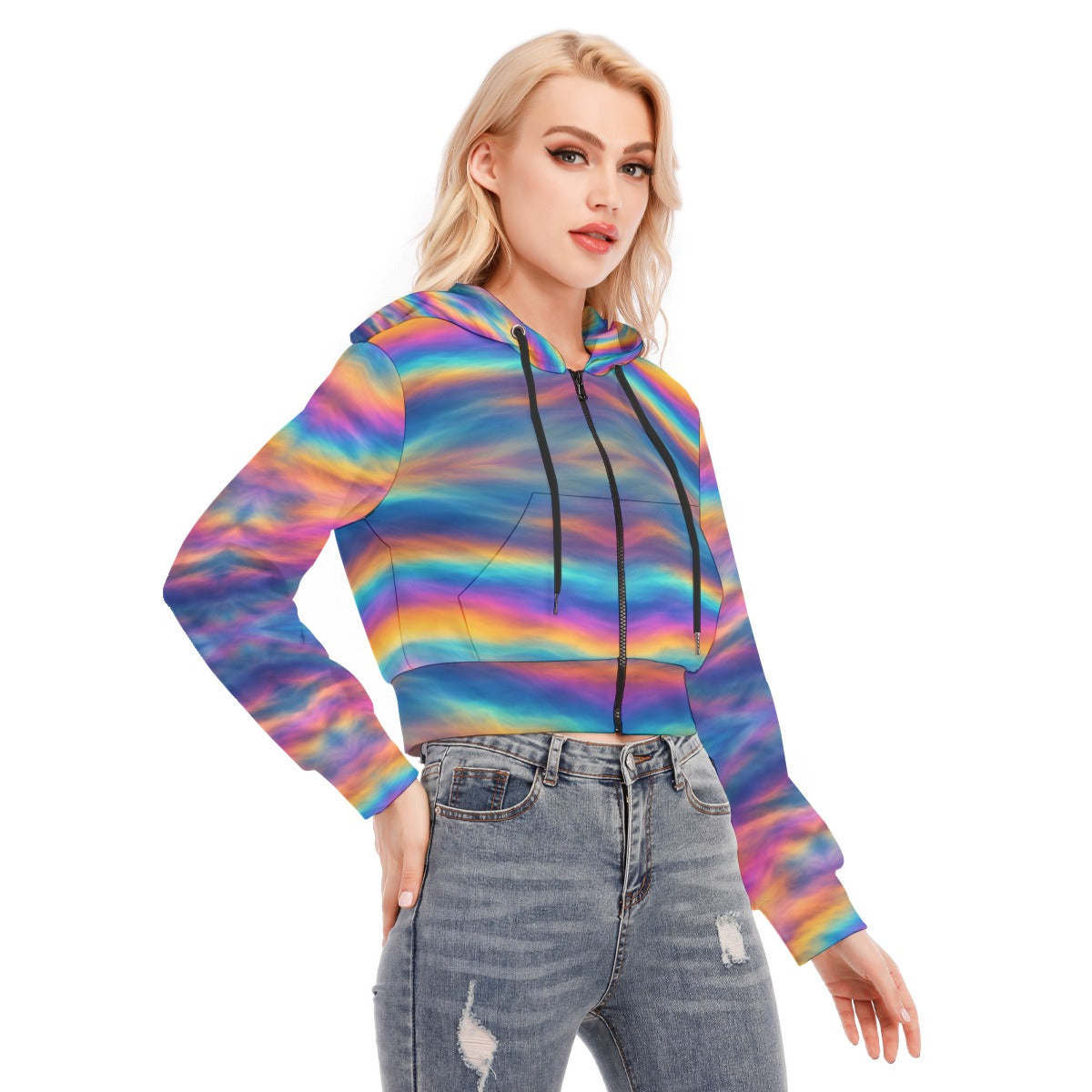 Women's Crop Top Hoodie With Zipper Closure