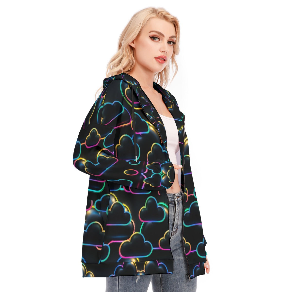 Women's Long Hoodie With Zipper Closure