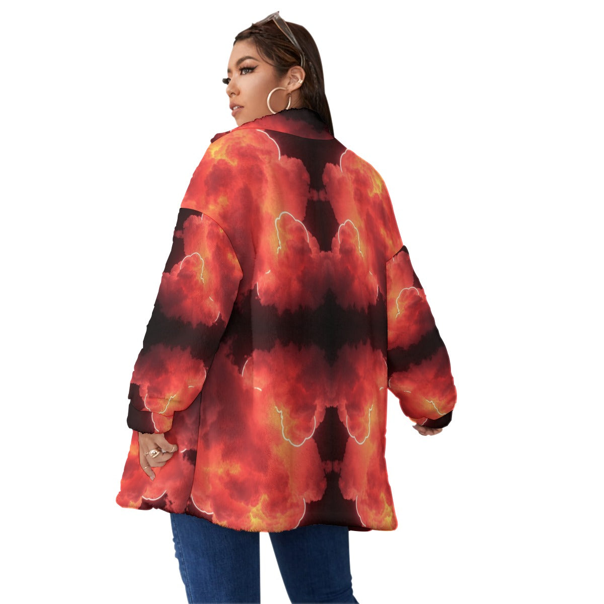 Unisex Borg Fleece Stand-up Collar Coat With Zipper Closure(Plus Size)