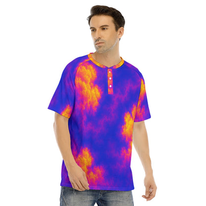 Men's Raglan Sleeve T-shirt With Button Closure