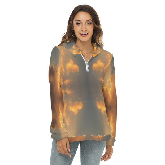 Women's Borg Fleece Hoodie With Half Zip