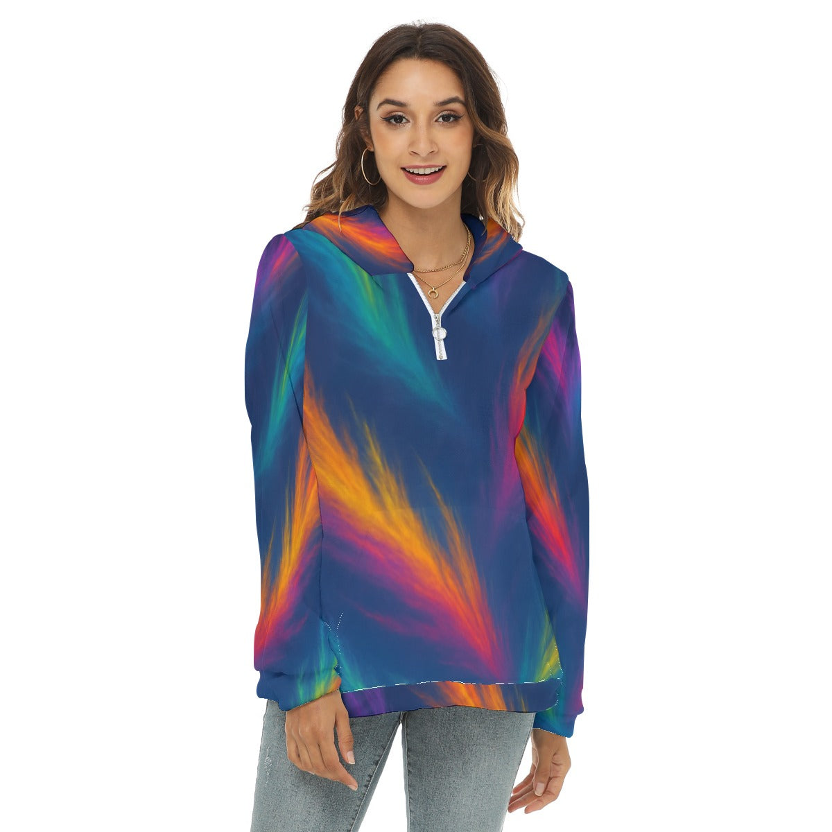 Women's Borg Fleece Hoodie With Half Zip