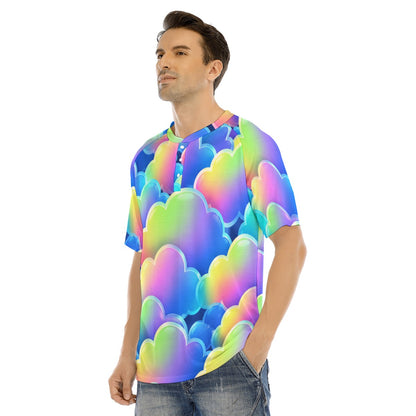 Men's Raglan Sleeve T-shirt With Button Closure