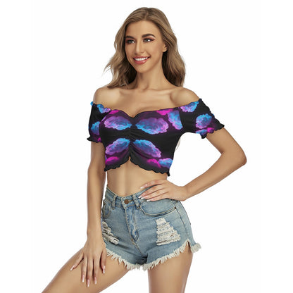 Women's One-shoulder Off-the-navel Short Sleeve T-shirt